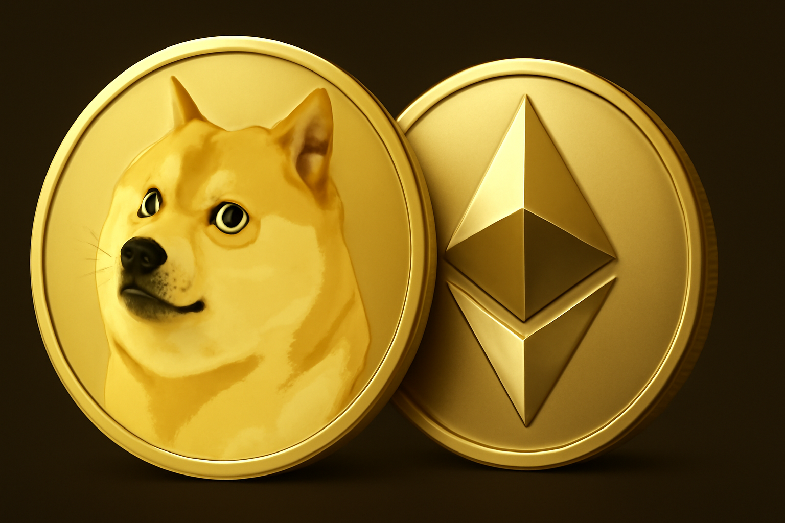 Minh họa đồng Dogecoin và Ethereum Minh họa đồng Dogecoin và Ethereum