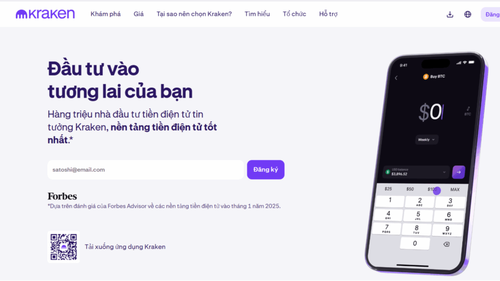 Sàn Kraken là gì? Đánh giá sàn Kraken chuyên sâu 1 Trang web chính của Kraken