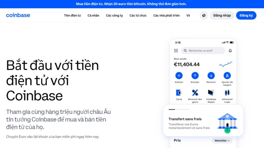 Sàn coinbase là gì? Đánh giá sàn coinbase chuyên sâu 1 Trang web sàn Coinbase