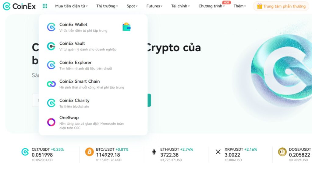 CoinEx gồm nhiều hệ sinh thái Các hệ sinh thái của CoinEx